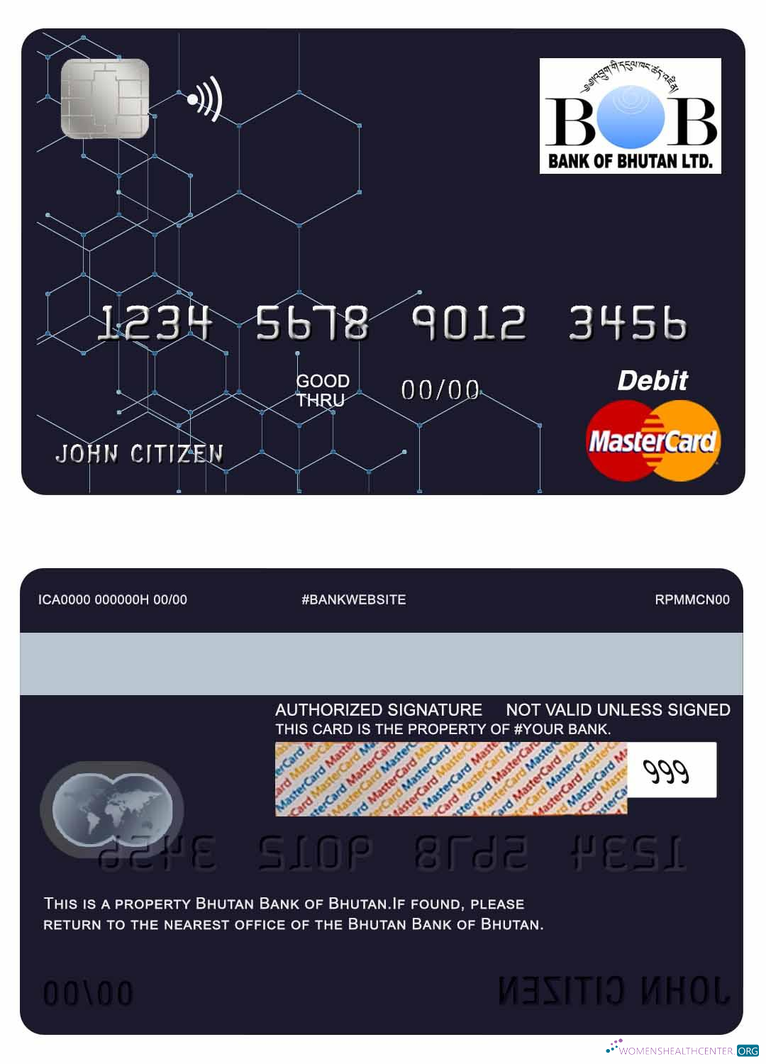Download Bhutan Bank of Bhutan mastercard Photoshop template